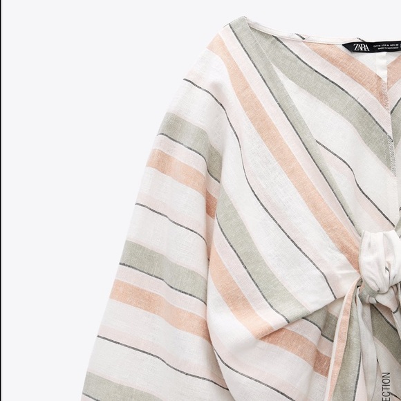 Zara Striped Linen Blend Top - Picture 5 of 6